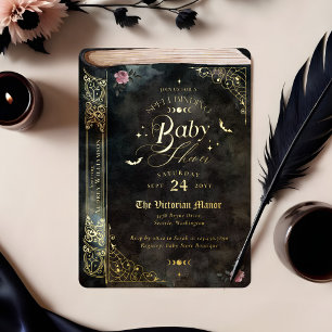 Gothic Spellband Vintag Goth Book Baby Shower Folieneinladung