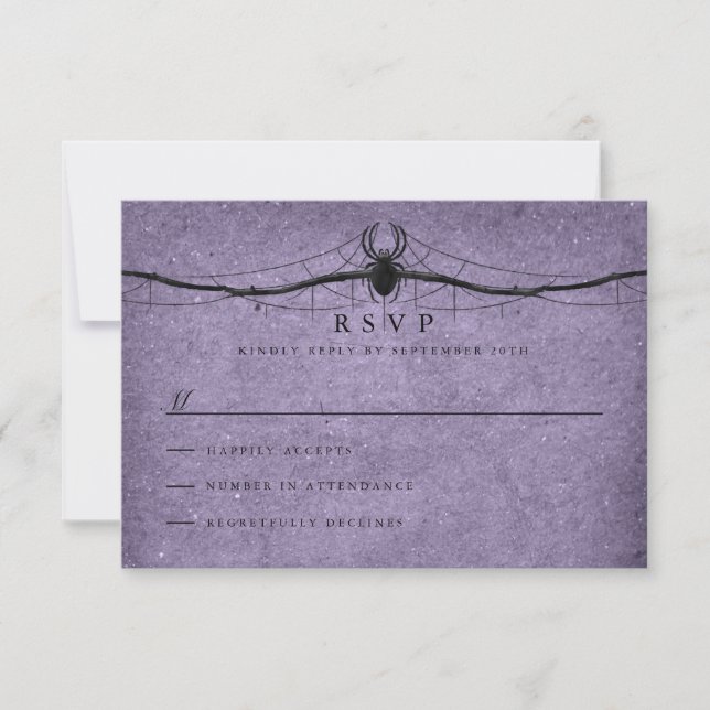 Gothic Spider Halloween Wedding RSVP (Vorderseite)