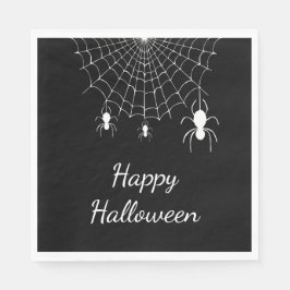 Gothic Spiders Simple Schwarz-weiß Happy Halloween Serviette