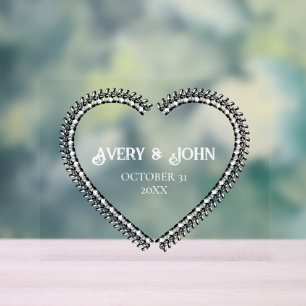 Gothic Spine Heart Bone Minimalistische Hochzeit Acrylschild