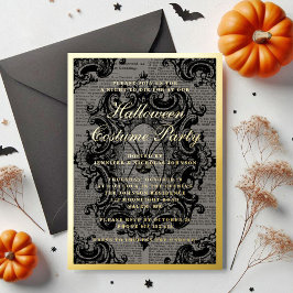 Gothic Spione Halloween Kostüm Party Gold Folieneinladung