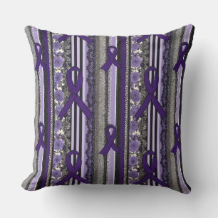 Gothic-Spitze-Blumen-Lavendel-Epilepsie-Bewusstsei Kissen