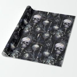 Gothic Spooky Christmas Skulls Geschenkpapier