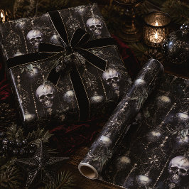 Gothic Spooky Christmas Skulls Geschenkpapier