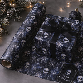 Gothic Spooky Christmas Skulls Geschenkpapier