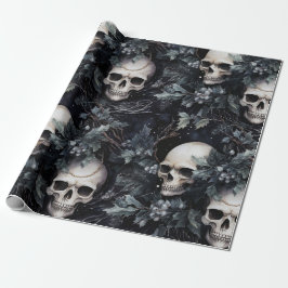 Gothic Spooky Christmas Skulls Geschenkpapier