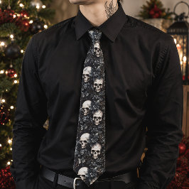 Gothic Spooky Christmas Skulls Krawatte