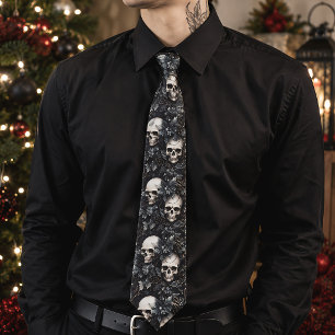 Gothic Spooky Christmas Skulls Krawatte