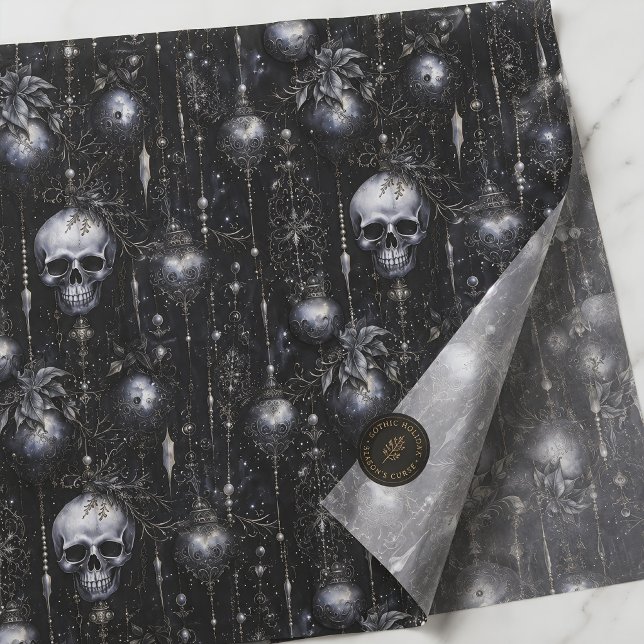 Gothic Spooky Christmas Skulls Seidenpapier (Von Creator hochgeladen)