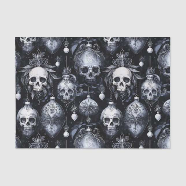 Gothic Spooky Christmas Skulls Seidenpapier (Vorderseite)