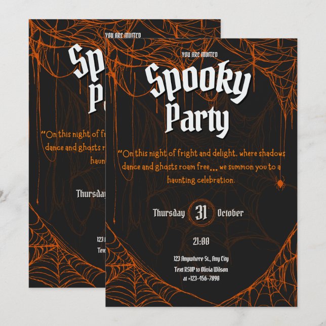 Gothic Spooky Halloween-Party Einladung (Vorne/Hinten)