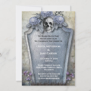 Gothic Spooky Skeleton Halloween Hochzeit Einladung