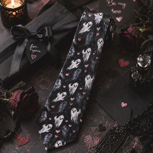 Gothic Spooky Valentine Gespenster mit Herz Krawatte