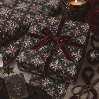 Gothic Spooky Weihnachtsschneeflocken Geschenkpapier