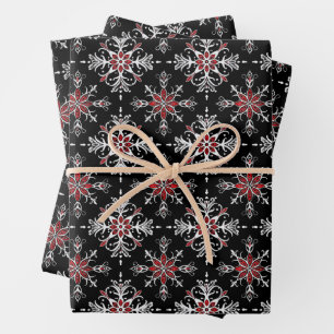 Gothic Spooky Weihnachtsschneeflocken Geschenkpapier Set