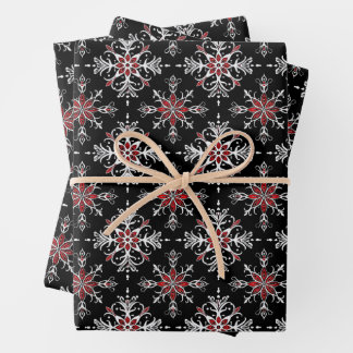 Gothic Spooky Weihnachtsschneeflocken Geschenkpapier Set