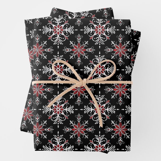 Gothic Spooky Weihnachtsschneeflocken Geschenkpapier Set (Beispiel)