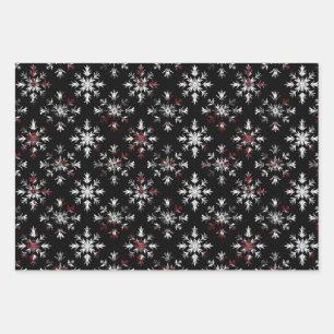 Gothic Spooky Weihnachtsschneeflocken Geschenkpapier Set