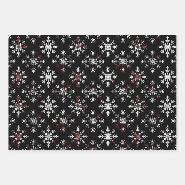 Gothic Spooky Weihnachtsschneeflocken Geschenkpapier Set (Vorderseite)