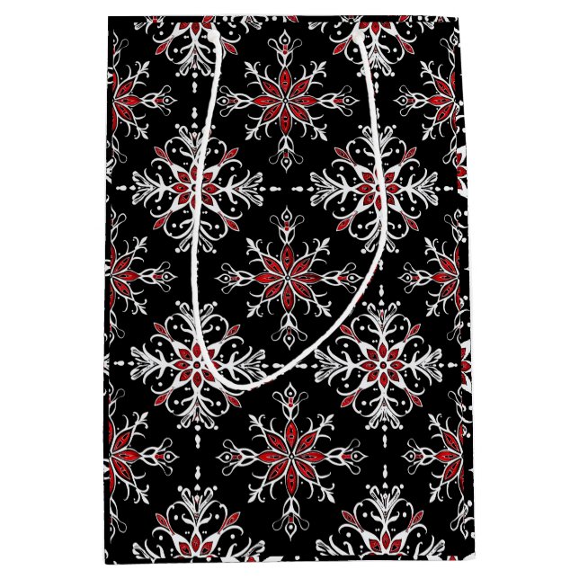 Gothic Spooky Weihnachtsschneeflocken Mittlere Geschenktüte (Vorderseite)