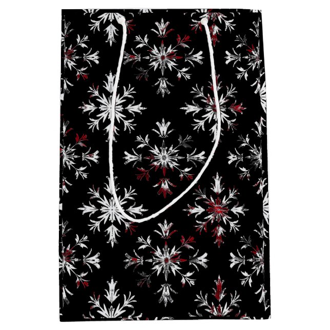 Gothic Spooky Weihnachtsschneeflocken Mittlere Geschenktüte (Vorderseite)