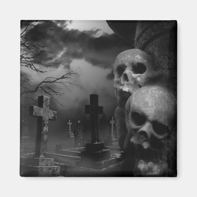 Gothic Spuk Graveyard, Skulls Tomb Magnet (Vorne)