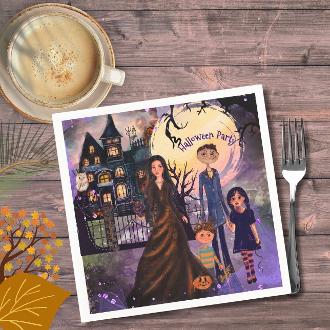 Gothic Spuk House Halloween-Party Napkins Serviette (Gothic Haunted House Halloween Party Napkins)
