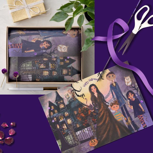 Gothic Spuk House Monster Family Tissue Seidenpapier (Gothic Haunted House Monster Family Tissue Paper)