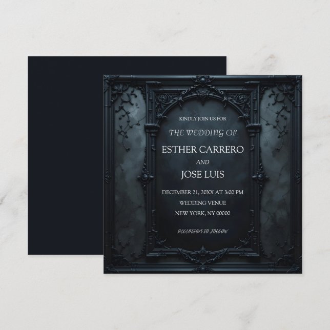 Gothic Square Frame Wedding Invitation (Devant / Derrière)