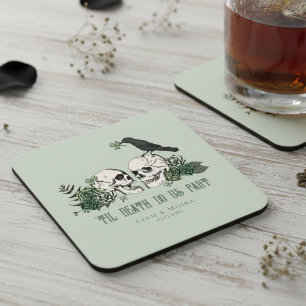 Gothic St. Patrick's Day Blumen-Totenkopf Rechteckiger Pappuntersetzer