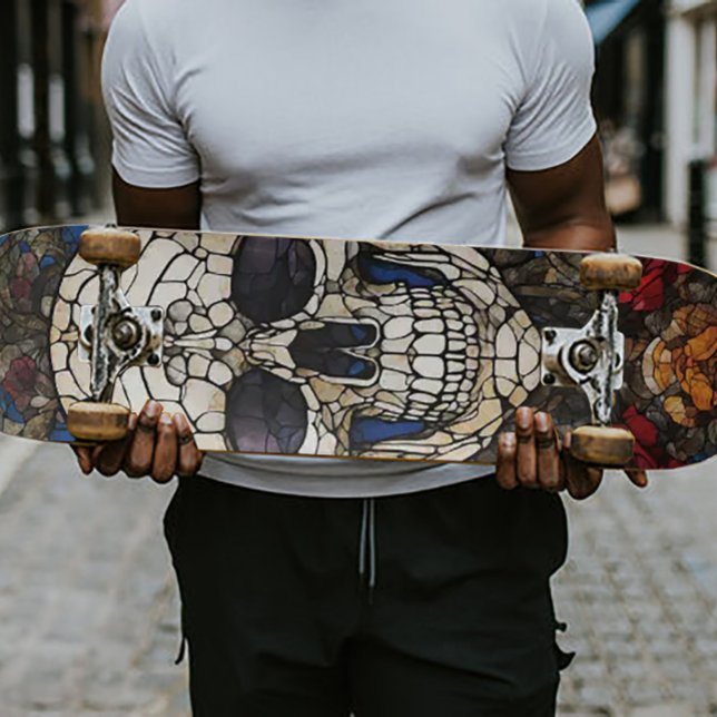 Gothic Stached Glass Skull Design Skateboard (Von Creator hochgeladen)