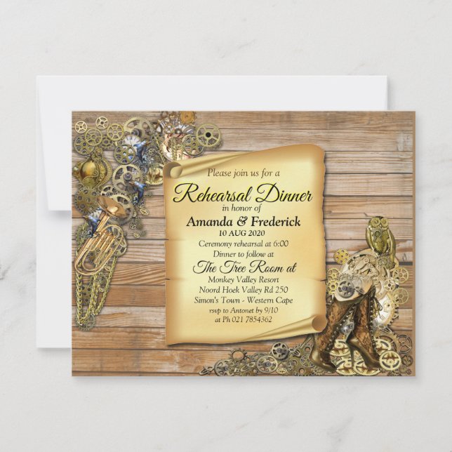 Gothic - Steampunk auf Probe Dinner Einladung (Vorderseite)