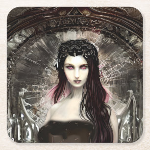 Gothic Steampunk Fallen Angel AI Art Rechteckiger Pappuntersetzer