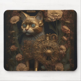 Gothic Steampunk Gold Cat Mousepad