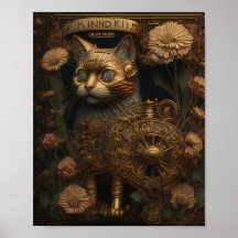 Gothic Steampunk Gold Cat