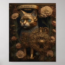 Gothic Steampunk Gold Cat Poster