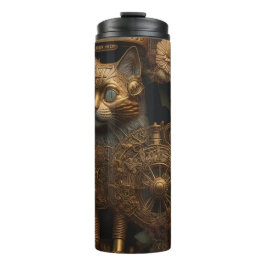 Gothic Steampunk Gold Cat Thermosbecher