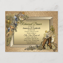 Gothic - Steampunk Gold Leder Probe Dinner Einladung