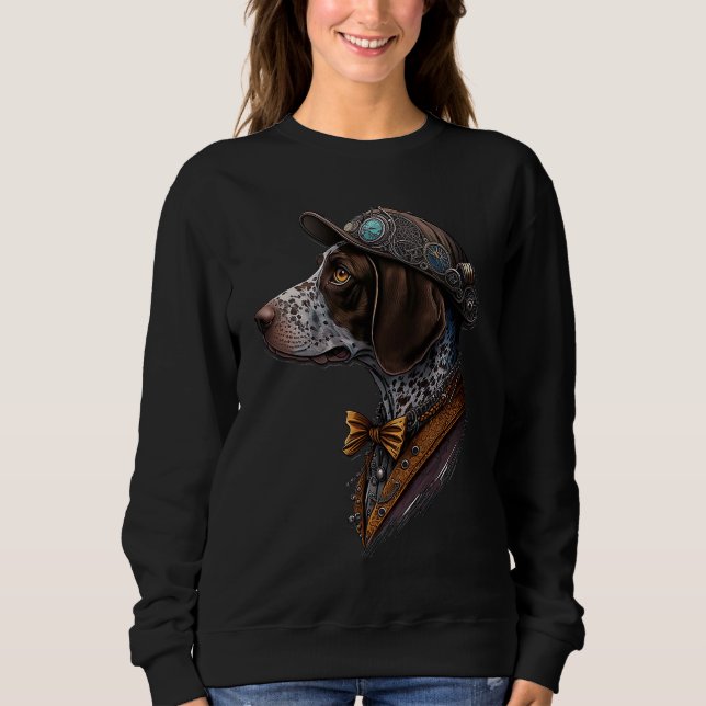 Gothic Steampunk GSP German Shorthaired Pointer Sweatshirt (Vorderseite)