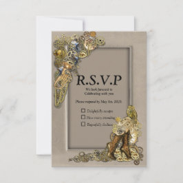 Gothic - Steampunk-UAWG - Rahmen aus leichtem Lede RSVP Karte