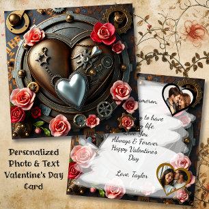 Gothic Steampunk Valentinstag-Fotovorlage Karte