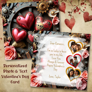 Gothic Steampunk Valentinstag-Fotovorlage Karte