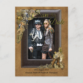 Gothic - Steampunk Wedding auf Wildleder Save the  Ankündigungspostkarte