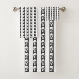 Gothic striped pattern with skulls