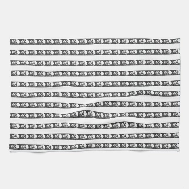 Gothic striped pattern with skulls geschirrtuch (Horizontal)