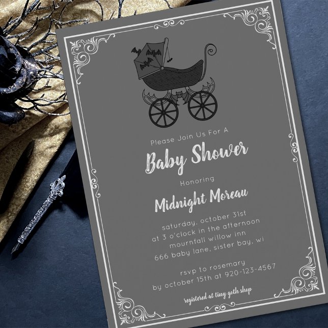 Gothic Stroller Bat Baby Shower Einladung (Von Creator hochgeladen)