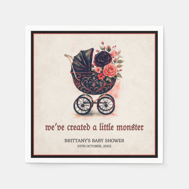 Gothic Stroller Halloween Baby Shower Paper Napkin Serviette (Vorderseite)