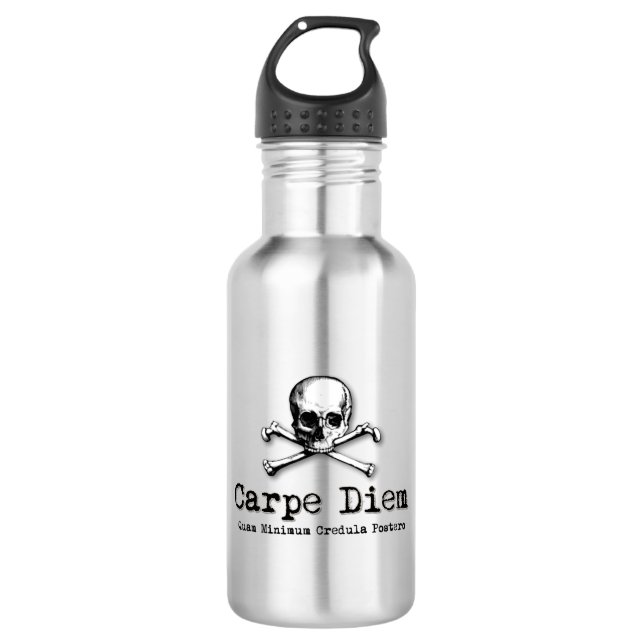 Gothic Style Carpe Diem Skull und Crossbones Trinkflasche (Vorderseite)