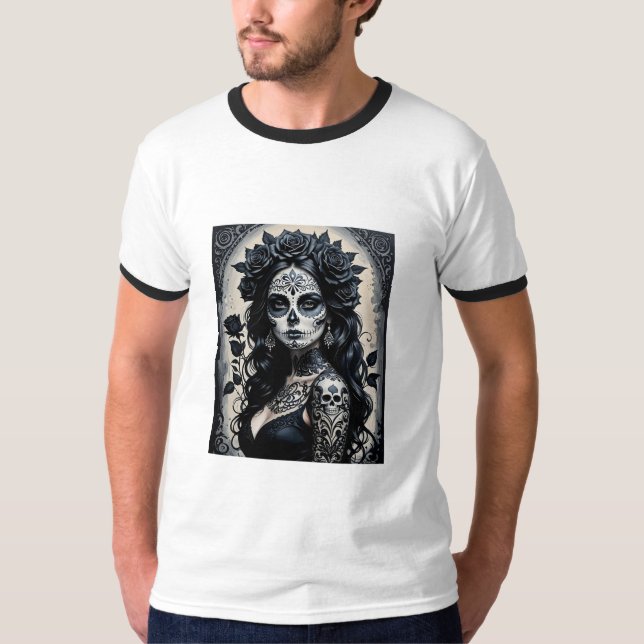 Gothic Sugar Skull Rose Tattoo Shirt (Vorderseite)