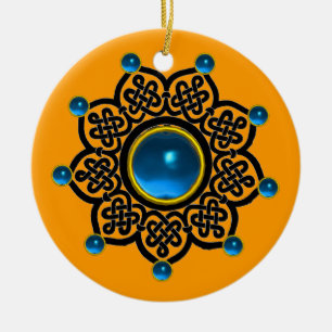 GOTHIC SUN Blue Sapphire, Red Ruby Gems Keramikornament